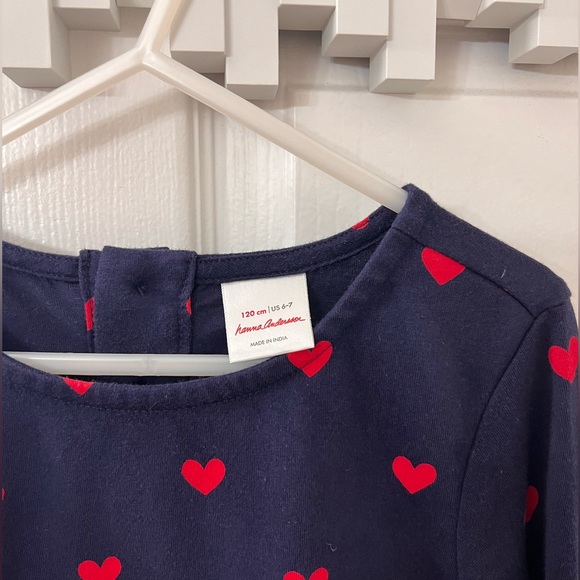 Hanna Andersson Red Hearts & Gingerbread Navy Swing Dress - Picture 4 of 4